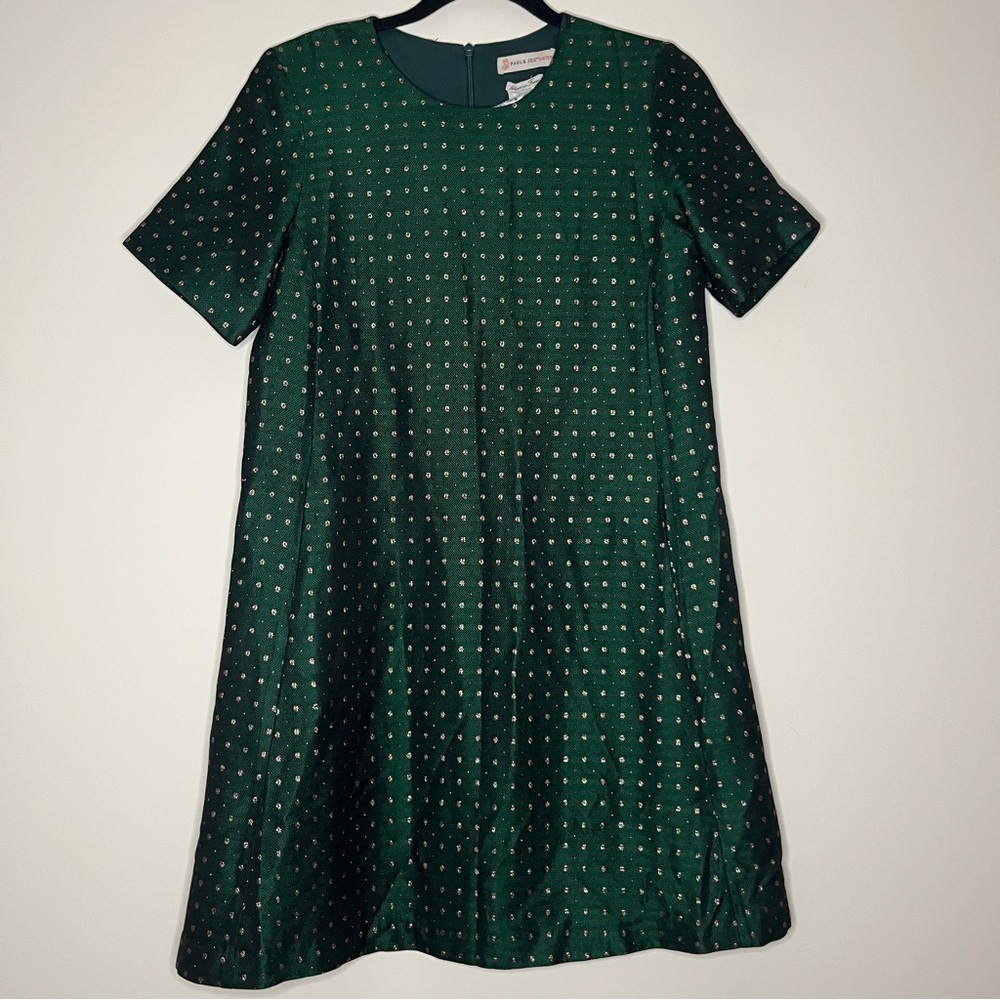 NWT PAUL AND JOE SISTER Metallic Clip Polka Dot Short Sleeve Pockets Mini Dress